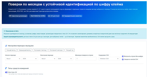Отчет - V_43 Помесячные агрегированные данные - идентификатор шифр клейма