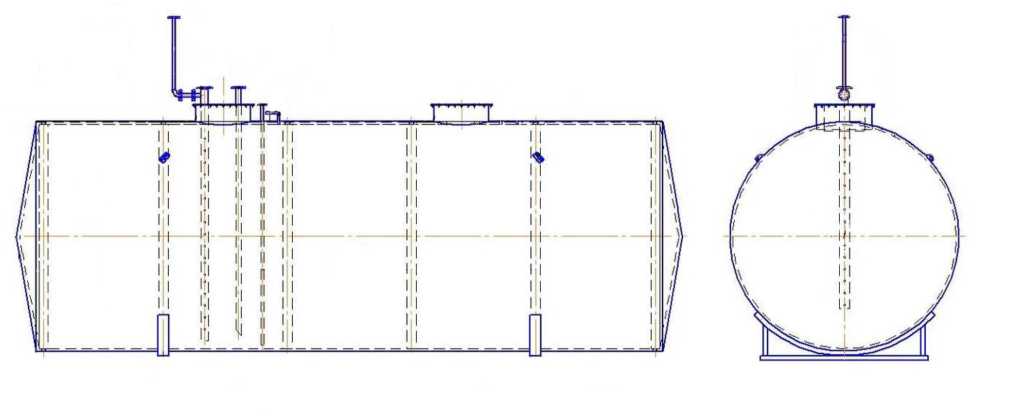 Внешний вид. Резервуары стальные горизонтальные цилиндрические, http://oei-analitika.ru рисунок № 2