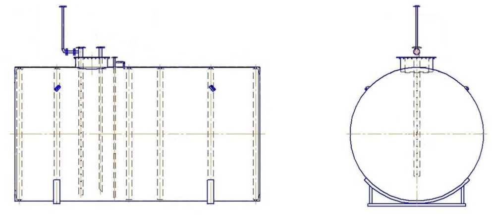 Внешний вид. Резервуары стальные горизонтальные цилиндрические, http://oei-analitika.ru рисунок № 3
