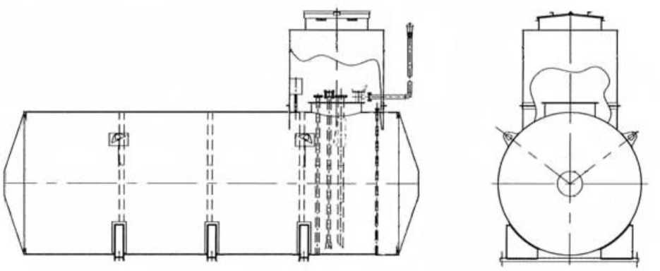 Внешний вид. Резервуары стальные горизонтальные цилиндрические, http://oei-analitika.ru рисунок № 2