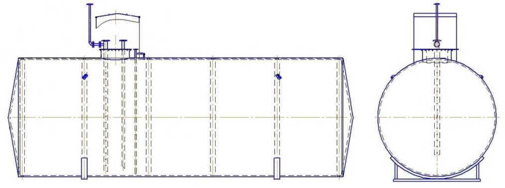Внешний вид. Резервуары стальные горизонтальные цилиндрические, http://oei-analitika.ru рисунок № 2