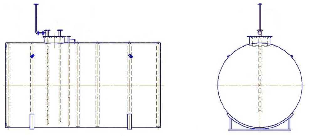 Внешний вид. Резервуар стальной горизонтальный цилиндрический, http://oei-analitika.ru рисунок № 2