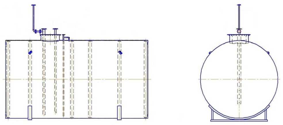 Внешний вид. Резервуар стальной горизонтальный цилиндрический, http://oei-analitika.ru рисунок № 2