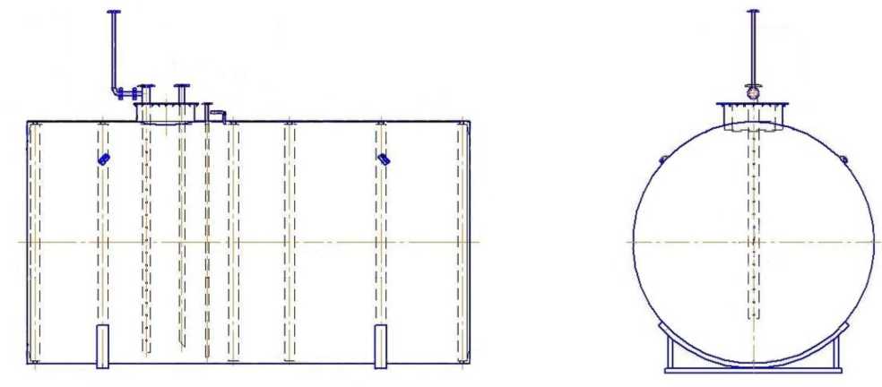 Внешний вид. Резервуар стальной горизонтальный цилиндрический, http://oei-analitika.ru рисунок № 2