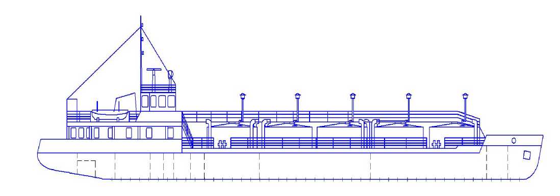 Внешний вид. Резервуары (танки) стальные вертикальные цилиндрические самоходного нефтеналивного судна ТР-65, http://oei-analitika.ru рисунок № 2