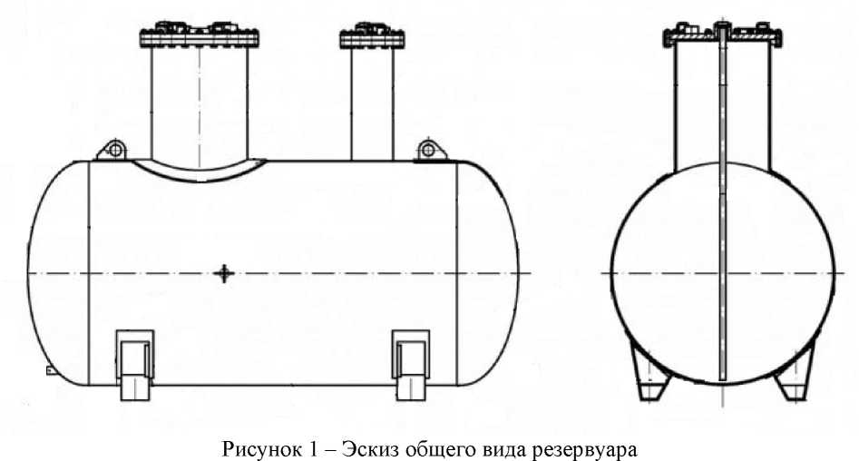 Внешний вид. Резервуар стальной горизонтальный цилиндрический, http://oei-analitika.ru рисунок № 1