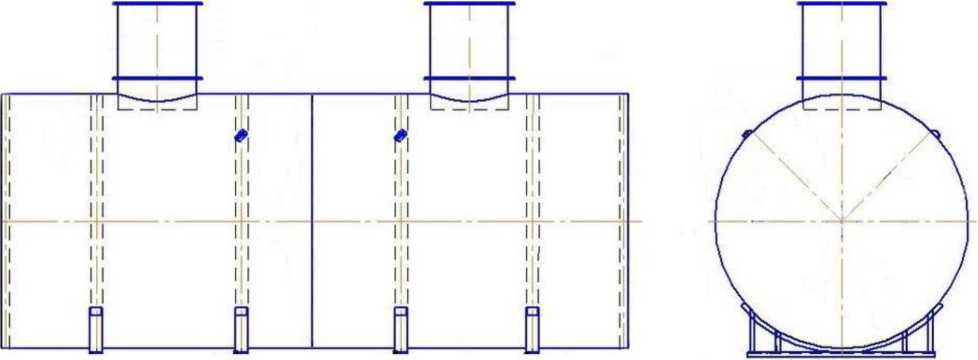 Внешний вид. Резервуар стальной горизонтальный цилиндрический, http://oei-analitika.ru рисунок № 1