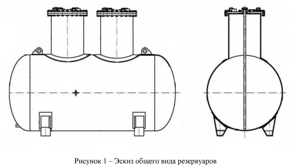 Внешний вид. Резервуары стальные горизонтальные цилиндрические, http://oei-analitika.ru рисунок № 1