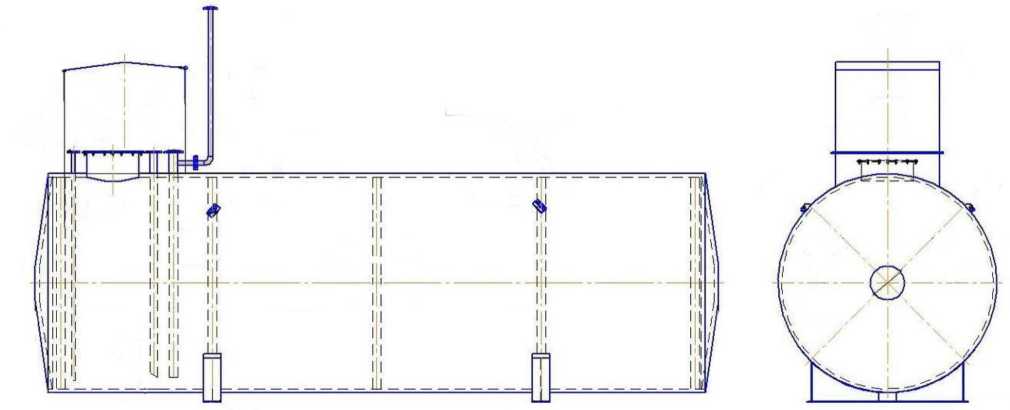 Внешний вид. Резервуары стальные горизонтальные цилиндрические, http://oei-analitika.ru рисунок № 1