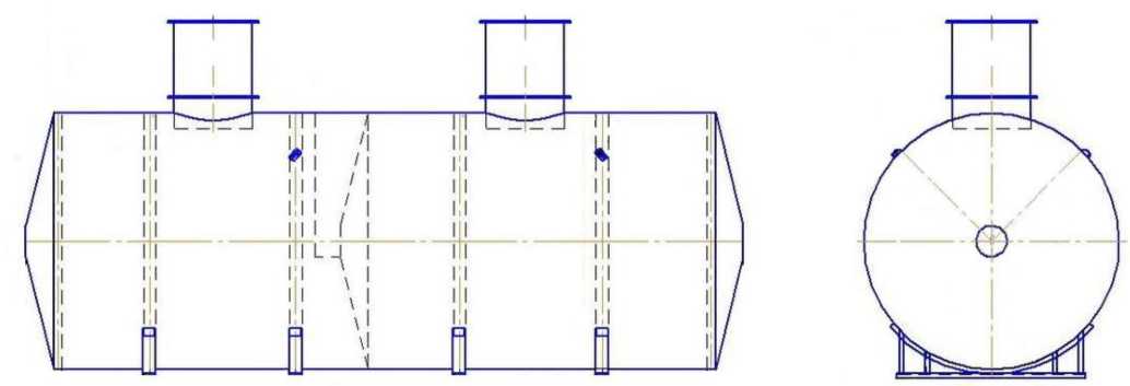 Внешний вид. Резервуары стальные горизонтальные цилиндрические, http://oei-analitika.ru рисунок № 1