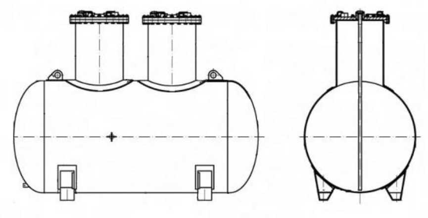 Внешний вид. Резервуары стальные горизонтальные цилиндрические, http://oei-analitika.ru рисунок № 1
