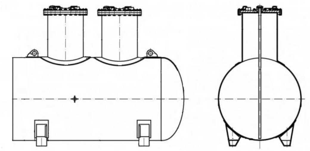 Внешний вид. Резервуары стальные горизонтальные цилиндрические, http://oei-analitika.ru рисунок № 1