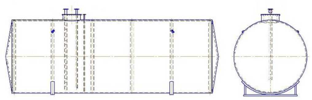 Внешний вид. Резервуары стальные горизонтальные цилиндрические, http://oei-analitika.ru рисунок № 1