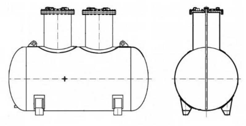 Внешний вид. Резервуары стальные горизонтальные цилиндрические, http://oei-analitika.ru рисунок № 2
