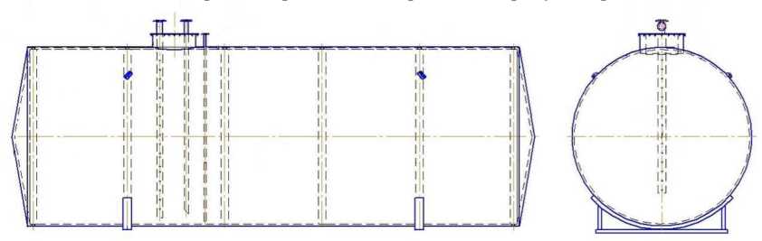Внешний вид. Резервуары стальные горизонтальные цилиндрические, http://oei-analitika.ru рисунок № 1