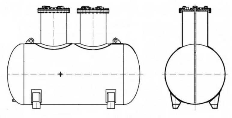 Внешний вид. Резервуары стальные горизонтальные цилиндрические, http://oei-analitika.ru рисунок № 1
