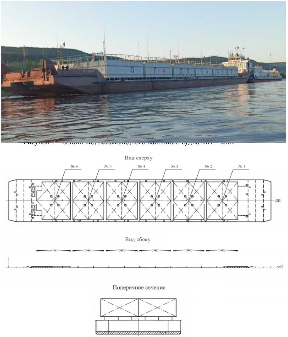 Внешний вид. Танки стальные прямоугольные несамоходного наливного судна МН-2600, http://oei-analitika.ru рисунок № 1