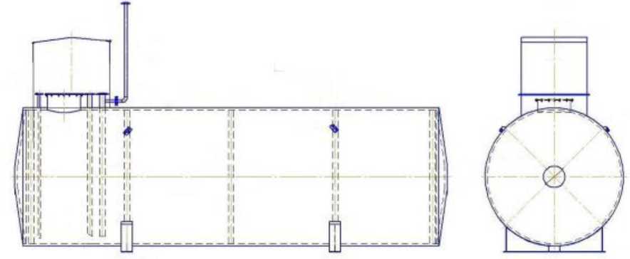 Внешний вид. Резервуары стальные горизонтальные цилиндрические, http://oei-analitika.ru рисунок № 1
