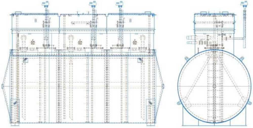 Внешний вид. Резервуары горизонтальные стальные цилиндрические двустенные, http://oei-analitika.ru рисунок № 3