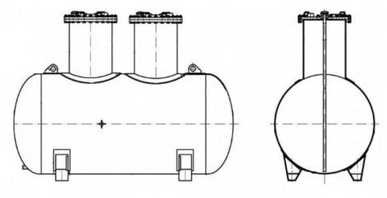 Внешний вид. Резервуары стальные горизонтальные цилиндрические, http://oei-analitika.ru рисунок № 1