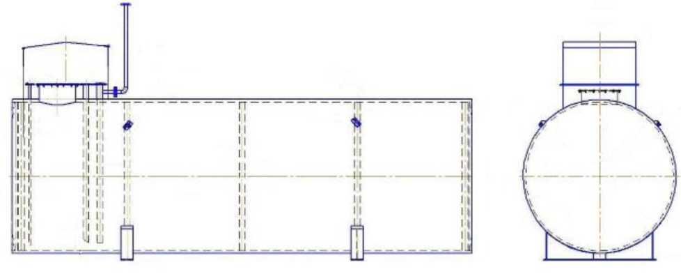 Внешний вид. Резервуары стальные горизонтальные цилиндрические, http://oei-analitika.ru рисунок № 1