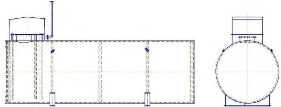 Внешний вид. Резервуары стальные горизонтальные цилиндрические, http://oei-analitika.ru рисунок № 1