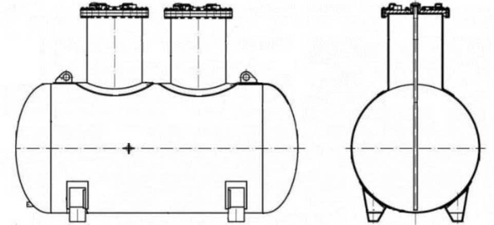 Внешний вид. Резервуары стальные горизонтальные цилиндрические, http://oei-analitika.ru рисунок № 1