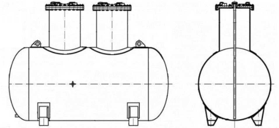 Внешний вид. Резервуары стальные горизонтальные цилиндрические, http://oei-analitika.ru рисунок № 1