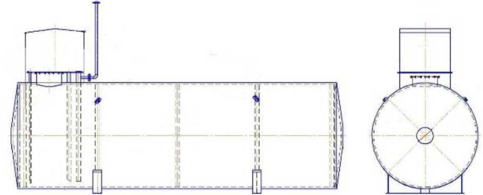 Внешний вид. Резервуары стальные горизонтальные цилиндрические, http://oei-analitika.ru рисунок № 1
